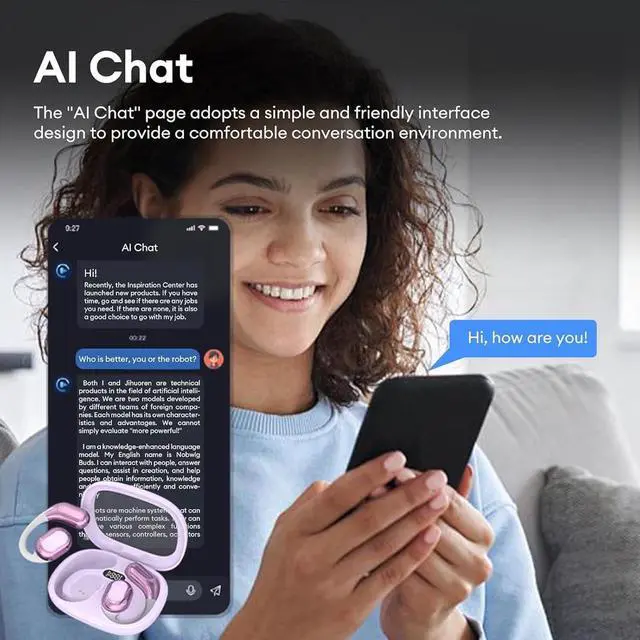 Alt view image 6 of 7 - OpenAir Max AI Headphones Translator, Ai Hy-Undai Y16 Open Wireless Translation Bluetooth Earphones, Y16 Ai Language Translator Earbuds, High Precision Support 75 Languages Playing Music over the Ear