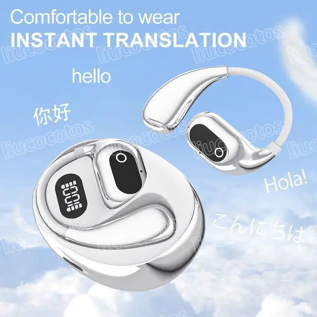 Alt view image 5 of 7 - Peachloft Translator Earbuds - Multi-Language AI Translation Bluetooth Headset, Real-Time 2-Way Translator, Wireless Earbuds for iOS & Android, Smart Language Translation Device (White)