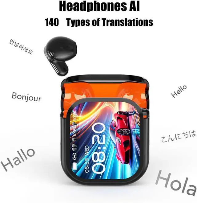 Alt view image 4 of 7 - 2025 New Ne20 Earbuds, Ne20 Translation Earbuds 140 Language, Ai Translation Earbud Real Time, LCD Touch Screen, Ipx6 Waterproof for Travel Business and Gaming Bluetooth Headphones (Black 2)