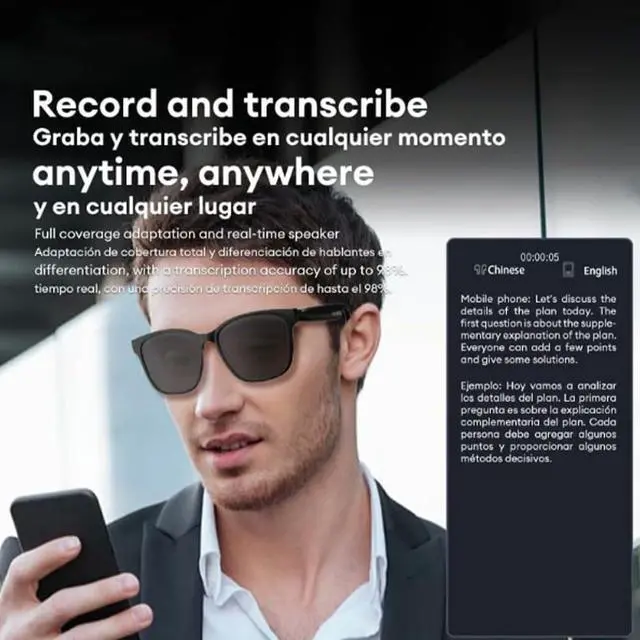 Alt view image 2 of 7 - Ai Wireless Bluetooth Translation Glasses, Ai Wireless Bluetooth Translation Glasses for Men with 144 Language & Accents, Bluetooth 5.4 Multifunctional Smart A-i Tran-slation Glass(Cycling Blue)