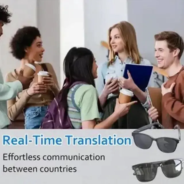 Alt view image 6 of 7 - Ai Wireless Bluetooth Translation Glasses, Ai Wireless Bluetooth Translation Glasses for Men with 144 Language & Accents, Bluetooth 5.4 Multifunctional Smart A-i Tran-slation Glass(Cycling Blue)