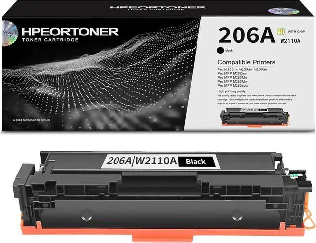 Main image of 1-Pack 206A / W2110A Black Toner Cartridge, High Yield 9,900 Pages, Replacement for HP 206A / W2110A Color Pro M255-M256 Series Printer M255nw M255dw M255dn Pro MFP M282-M283 M255dw Printer