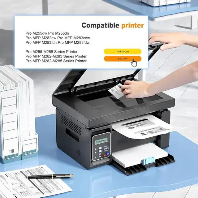 Alt view image 2 of 6 - 1-Pack 206A / W2110A Black Toner Cartridge, High Yield 9,900 Pages, Replacement for HP 206A / W2110A Color Pro M255-M256 Series Printer M255nw M255dw M255dn Pro MFP M282-M283 M255dw Printer