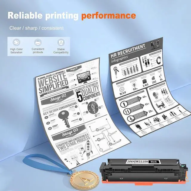 Alt view image 4 of 6 - 1-Pack 206A / W2110A Black Toner Cartridge, High Yield 9,900 Pages, Replacement for HP 206A / W2110A Color Pro M255-M256 Series Printer M255nw M255dw M255dn Pro MFP M282-M283 M255dw Printer