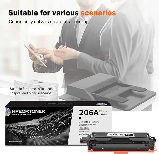 Alt view image 6 of 6 - 1-Pack 206A / W2110A Black Toner Cartridge, High Yield 9,900 Pages, Replacement for HP 206A / W2110A Color Pro M255-M256 Series Printer M255nw M255dw M255dn Pro MFP M282-M283 M255dw Printer