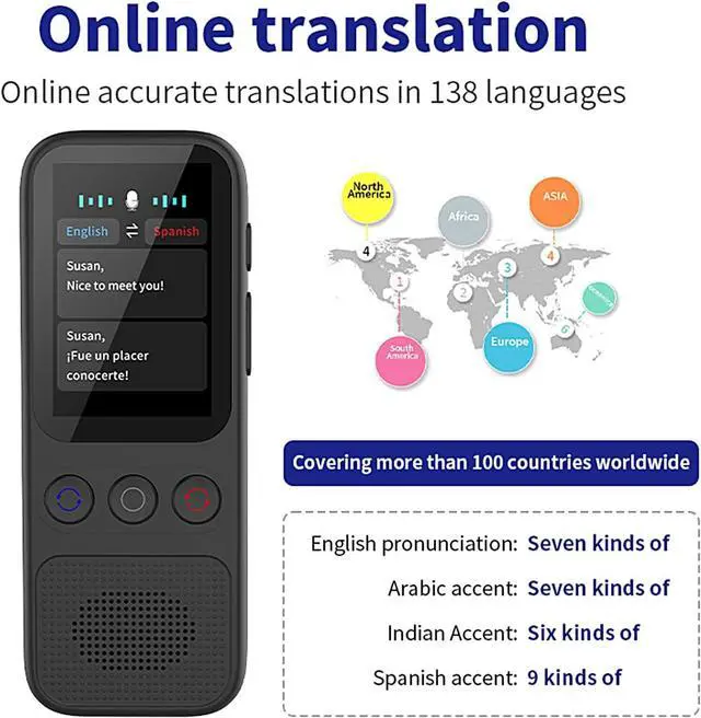 Alt view image 5 of 7 - Translator Device  Real-Time Language Translator, Portable Gadget | 138 Languages Voice Translation, Rechargeable Tool for Travel, Study Abroad, Business Meetings, Daily Conversations, Learning