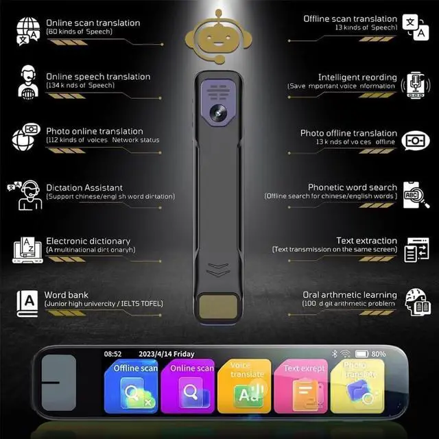 Alt view image 4 of 7 - AI Pen Gpt, Chat Gpt Pen for Test, Smart AI Pen with Built in Chat Gpt Integrate, Scanner Pens, AI Smart Pens That Answers Questions Math, AI Pen for Test, Offline Translation 135+ Languages (1PCS)
