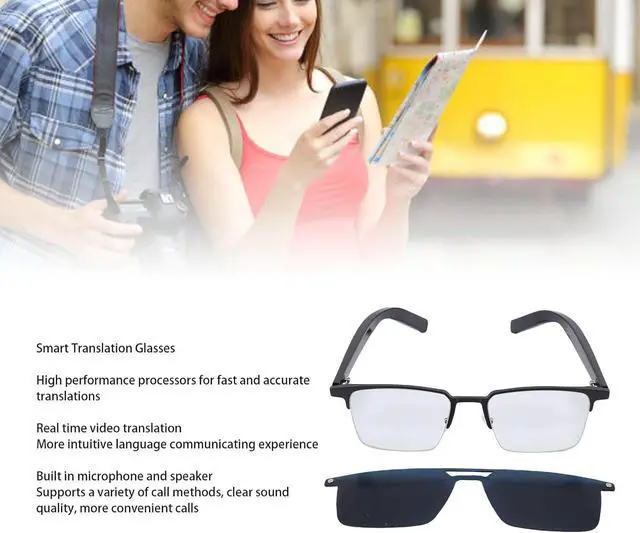 Alt view image 3 of 7 - fosa Smart AI Translation Glasses Translator Device, Real Time Language Translator with 100+ Languages, Touch Control for Travel Calling Video Translation