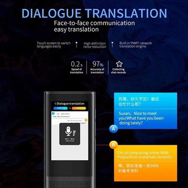 Alt view image 2 of 7 - Mini Smart Voice Translator - rts 117 Languages, 12 Offline Languages, WiFi/Hotspot Connectivity, Touch Sn, Photo Translation, and 43 Country rt