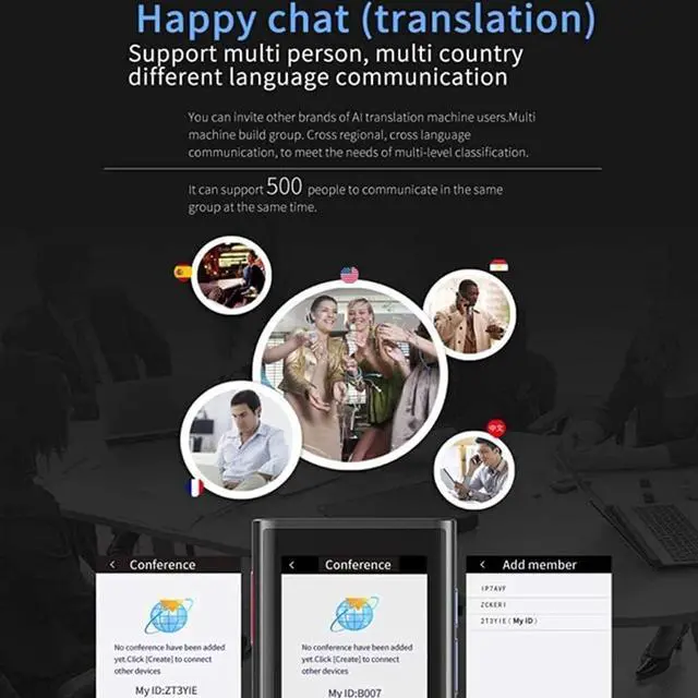 Alt view image 7 of 7 - Mini Smart Voice Translator - rts 117 Languages, 12 Offline Languages, WiFi/Hotspot Connectivity, Touch Sn, Photo Translation, and 43 Country rt