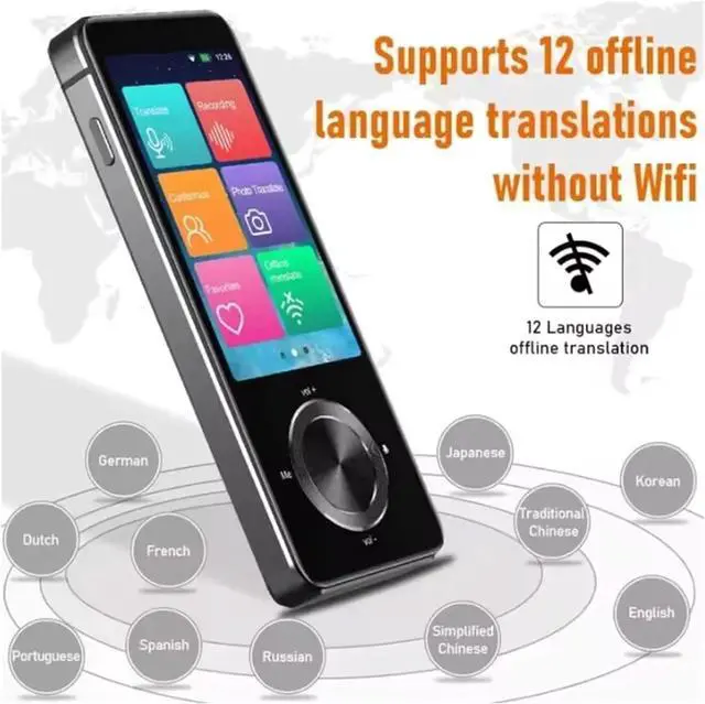 Alt view image 5 of 7 - M9 Instant Voice Translation Device - rts 12 Offline Languages, Real-time ligent Translation, Black Edition