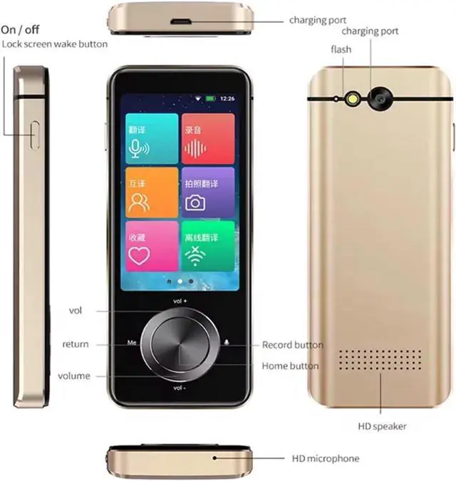 Alt view image 7 of 7 - M9 Instant Voice Translation Device - rts 12 Offline Languages, Real-time ligent Translation, Black Edition