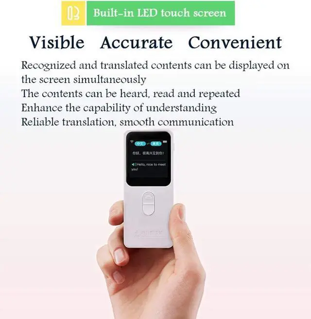 Alt view image 5 of 6 - 39 Language Voice Translator with 1.54 Inch Touch Sn, 51 Aents, Instant Two-Way Translation via WiFi, Recording, Transfer, and Offline Translation Capabilities, Black Independence (Black)