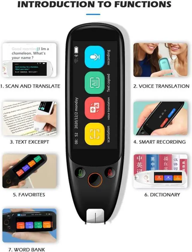 Alt view image 5 of 7 - 112 Language Translator Pen (A) - Portable Scanning Device for Text and Voice Translation, rts WiFi Offline