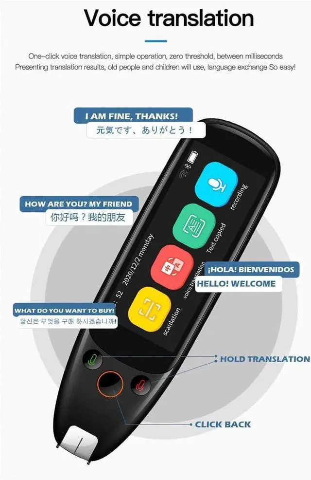Alt view image 4 of 7 - 112 Language Translator Pen (A) - Portable Scanning Device for Text and Voice Translation, rts WiFi Offline