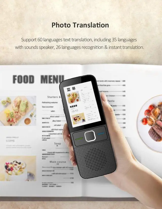 Alt view image 4 of 7 - Smart WiFi Instant Language Translator with Photo Scanning, 2.4 Inch Sn, Portable Offline Translation for Study, Work, and Travel (A)