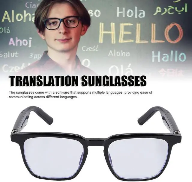 Alt view image 2 of 7 - Heayzoki AI Translation Glasses, Real Time Smart Translator Glasses with 100 Languages, Photo Capturing, Anti Blue Light, Built in Microphone Speaker, for Travel Music Calls (Black)