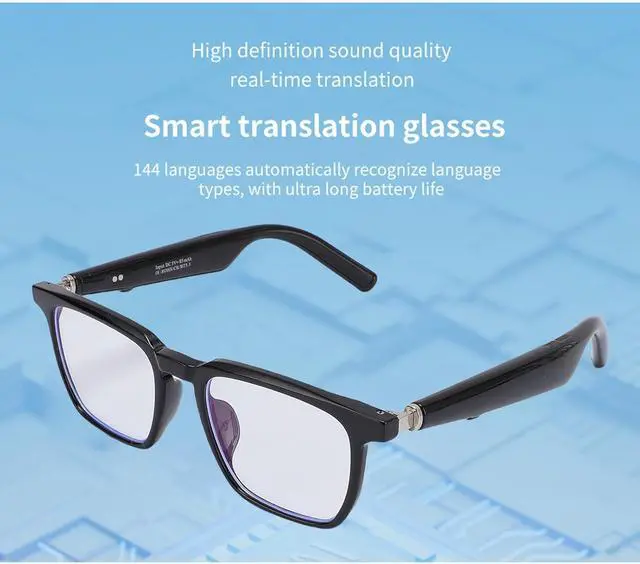 Alt view image 4 of 7 - Heayzoki AI Translation Glasses, Real Time Smart Translator Glasses with 100 Languages, Photo Capturing, Anti Blue Light, Built in Microphone Speaker, for Travel Music Calls (Black)