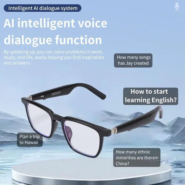 Alt view image 5 of 7 - Heayzoki AI Translation Glasses, Real Time Smart Translator Glasses with 100 Languages, Photo Capturing, Anti Blue Light, Built in Microphone Speaker, for Travel Music Calls (Black)