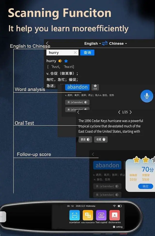 Alt view image 6 of 7 - Multi-Language Translator Pen - Scan, Translate, Dictionary with rt for 111 Languages, Offline & WiFi Text Excerpt