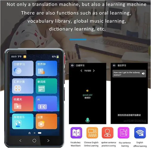 Alt view image 5 of 6 - Language Translator Device, Portable Smart Voice Translator, Real-Time Languages, Offline Translation, Multi-Language Support, Business Travel
