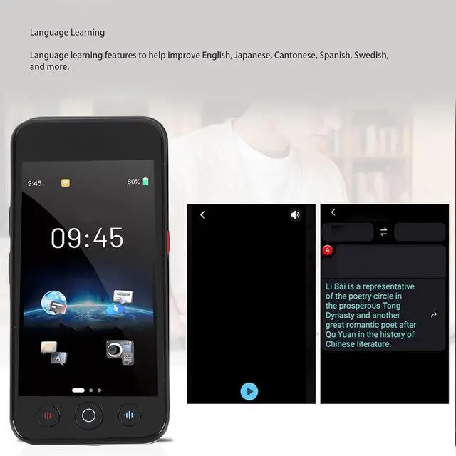 Alt view image 4 of 7 - Yoidesu Offline Language Translator Device, 142 Languages Two Way Real - Time Voice Translation, Recording & Photo AI Translator for Business Learning Travel
