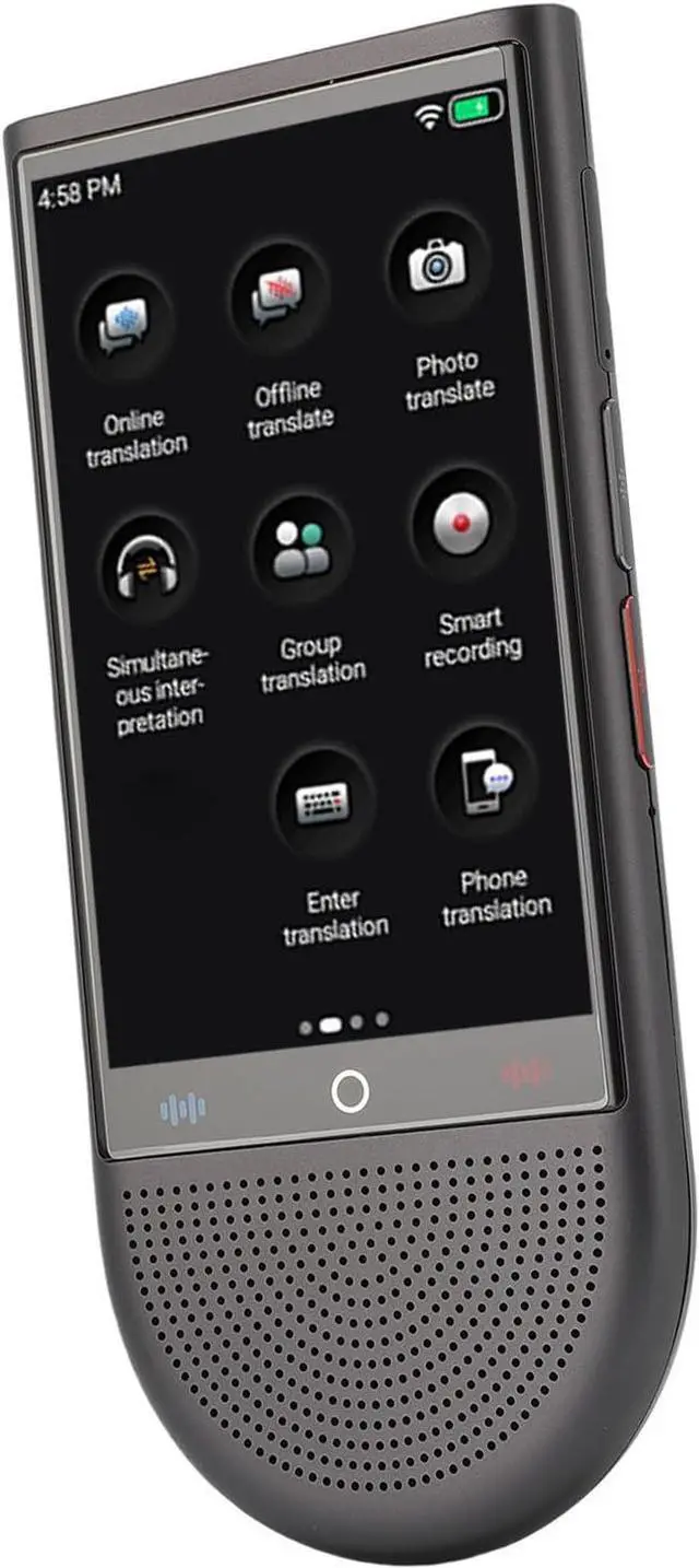 Alt view image 2 of 7 - Multilingual Voice Translator Device with 138 Languages TwoWay HD Sound NoiseCanceling Mic 4" Touchscreen Portable for Travel Business - 1500mAh Battery