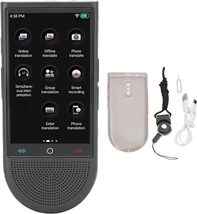Alt view image 5 of 7 - Multilingual Voice Translator Device with 138 Languages TwoWay HD Sound NoiseCanceling Mic 4" Touchscreen Portable for Travel Business - 1500mAh Battery