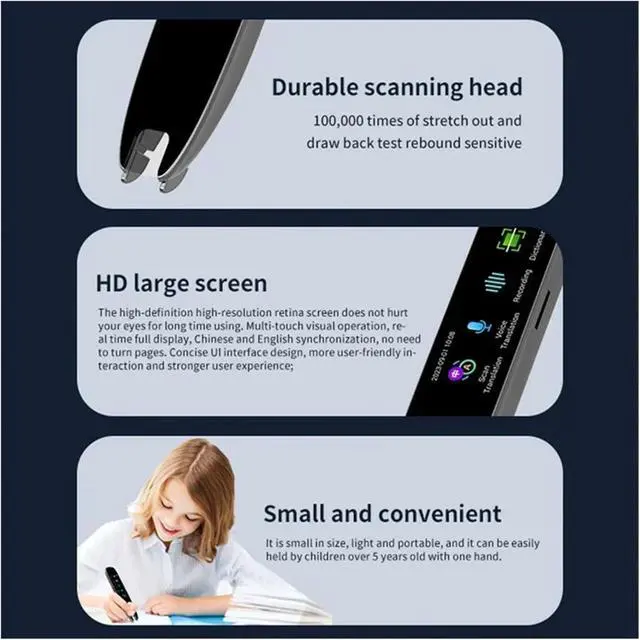 Alt view image 5 of 7 - Language Translator Device, Smart Voice Scan Translator Pen A26 Real Time Language Translator Multifunction Dictionary Translation Business Travel Abroad for Business Learning Travel