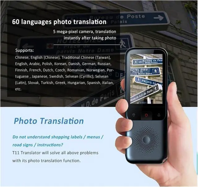 Alt view image 6 of 6 - Language Translator Device, Portable Translator, 138 Language Smart Translator, Real Time Smart Voice AI, Photo Translator for Business Learning Travel