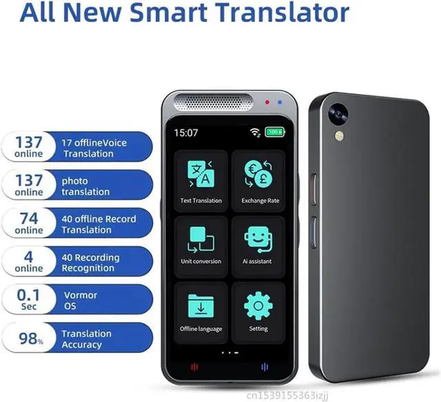 Alt view image 6 of 7 - Language Translator Device, 1 PCS Portable Translator Smart Voice Translation Support 138 Language Offline in Real Time Photo Translate Machine for Business Learning Travel