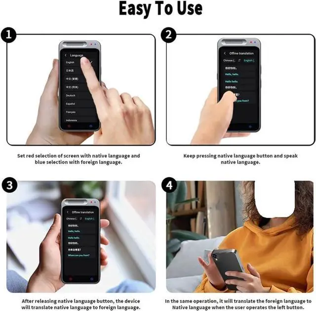 Alt view image 7 of 7 - Language Translator Device, 1 PCS Portable Translator Smart Voice Translation Support 138 Language Offline in Real Time Photo Translate Machine for Business Learning Travel