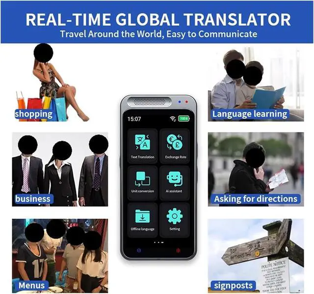Alt view image 5 of 7 - Language Translator Device, 1 PCS Portable Translator Smart Voice Translation Support 138 Language Offline in Real Time Photo Translate Machine for Business Learning Travel