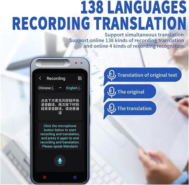 Alt view image 4 of 7 - Language Translator Device, 1 PCS Portable Translator Smart Voice Translation Support 138 Language Offline in Real Time Photo Translate Machine for Business Learning Travel