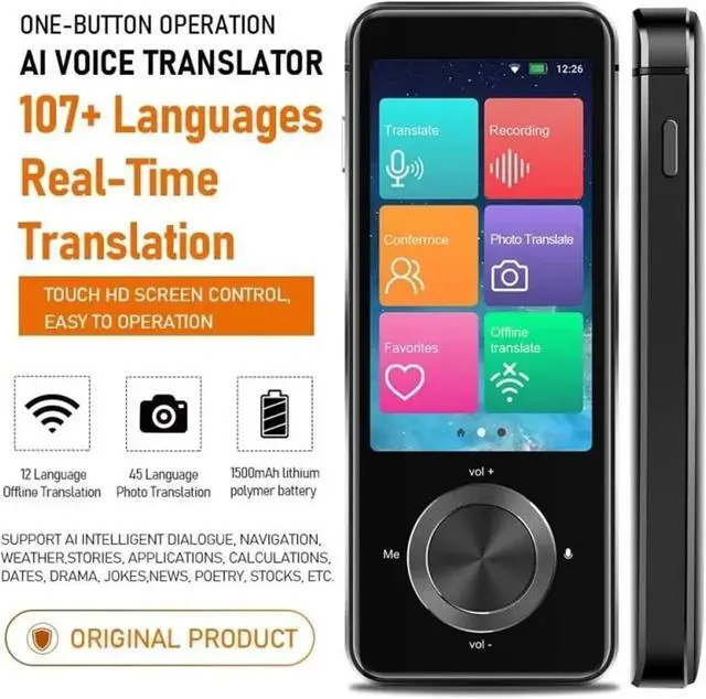 Alt view image 6 of 7 - Language Translator Device, Translator Device 137 Languages, Real-time Voice Recording, Text Translate Machine