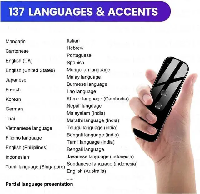 Alt view image 4 of 7 - Portable Wireless Smart Translator, 40 Languages Two-Way Real Time Instant Voice Translator APP Bluetooth Multi-Language for Business Learning Travel