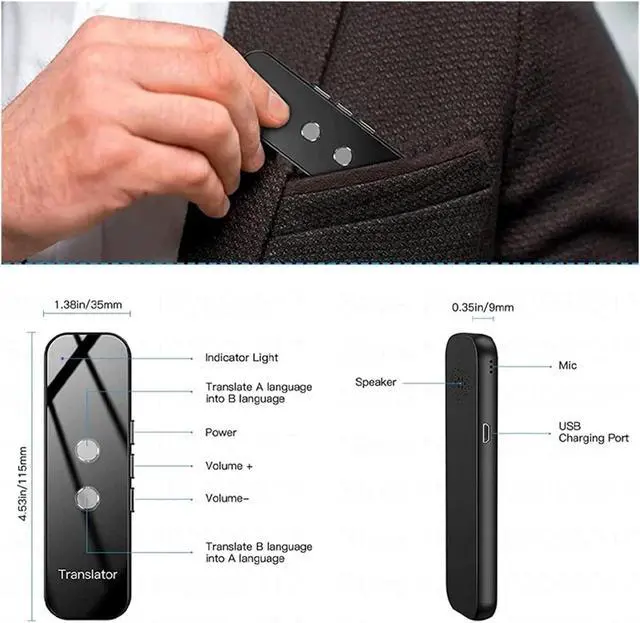 Alt view image 5 of 7 - Portable Wireless Smart Translator, 40 Languages Two-Way Real Time Instant Voice Translator APP Bluetooth Multi-Language for Business Learning Travel