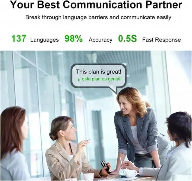 Alt view image 3 of 7 - Portable Wireless Smart Translator, 40 Languages Two-Way Real Time Instant Voice Translator APP Bluetooth Multi-Language for Business Learning Travel