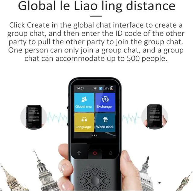 Alt view image 5 of 7 - Language Translator Device, Portable Smart Voice Translator 134 Languages Real-time Sp Interactive Offline Translation Machine Business Travel for Business Learning Travel