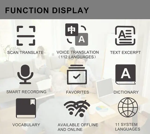 Alt view image 3 of 7 - Language Translator Scanning Dictionary Pen, 3.5" Touchscreen Translation Reading 116 Languages, Offline/WiFi, Voice/Text Scan, for Study & Travel