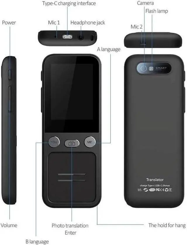 Alt view image 5 of 6 - Smart Voice Translator Device with Camera  Real-Time Two-Way Translation, 61+ Languages, Offline Mode, Recording, Text Export, Portable for Travel & Business