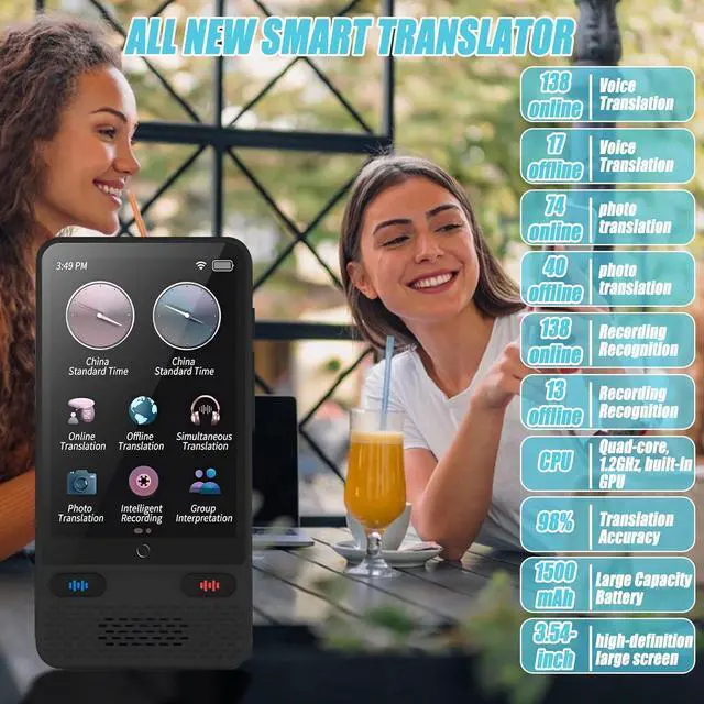 Alt view image 4 of 7 - Language Translator Device 138 Online Translation, Instant Translator Device Fast Response with 3.54 inch Touchsn ligent Two Way Translator for Travel Business Learning
