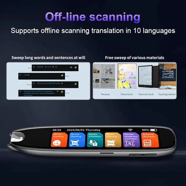 Alt view image 7 of 7 - Scan Translator Pen with 3.69 Inch IPS Touch Screen, 142 Languages Smart Scan Reader Pen Support Text to Sp, 1GB + 8GB Language Translator Smart Pen