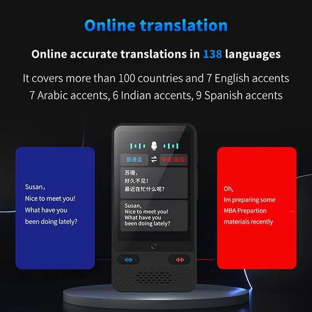 Alt view image 4 of 7 - Language Translator Device, Instant Two Way Translator Device with 138 Languages, Support Offline, Simultaneous Translation, Voice Translator for Travel, Business