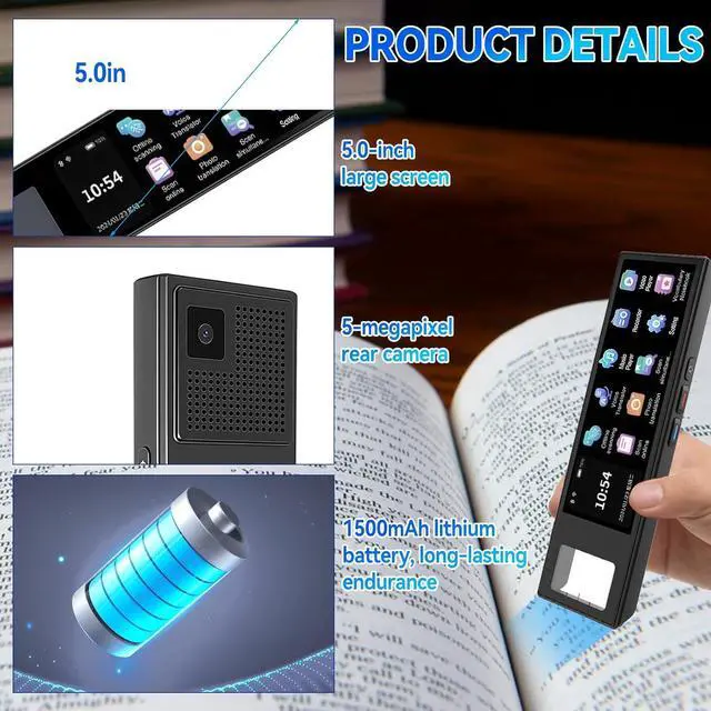 Alt view image 4 of 7 - Scan Reader Pen, 142 Language Smart Reading Pen for Dyslexia, 5 OCR Digital Translator, Online/Offline/Photo/Voice/Sound Recording Translator Pen
