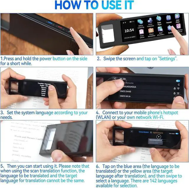 Alt view image 6 of 7 - Scan Reader Pen, 142 Language Smart Reading Pen for Dyslexia, 5 OCR Digital Translator, Online/Offline/Photo/Voice/Sound Recording Translator Pen