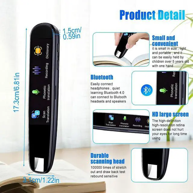 Alt view image 7 of 7 - Translator Pen Scan Translator Pen Online 112 Language Scan Reader Pen for Dyslexia Portable Translator Multifunctional rts Sp & Scan to Text for Meetings, Learning, Travel