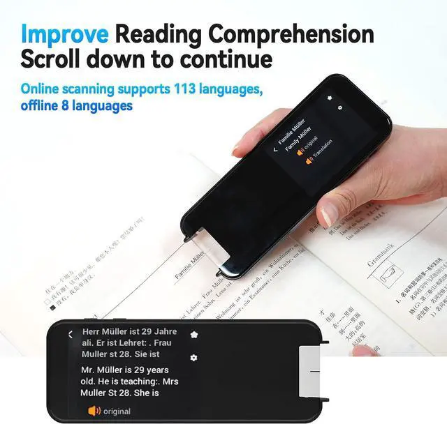 Alt view image 5 of 7 - Scan Reader Pen 113 Language Translator Device for Dyslexia Elderly Kids Students, 8 Language Offline Scanning Voice Translation, rts Scan to Text, Photo Translation