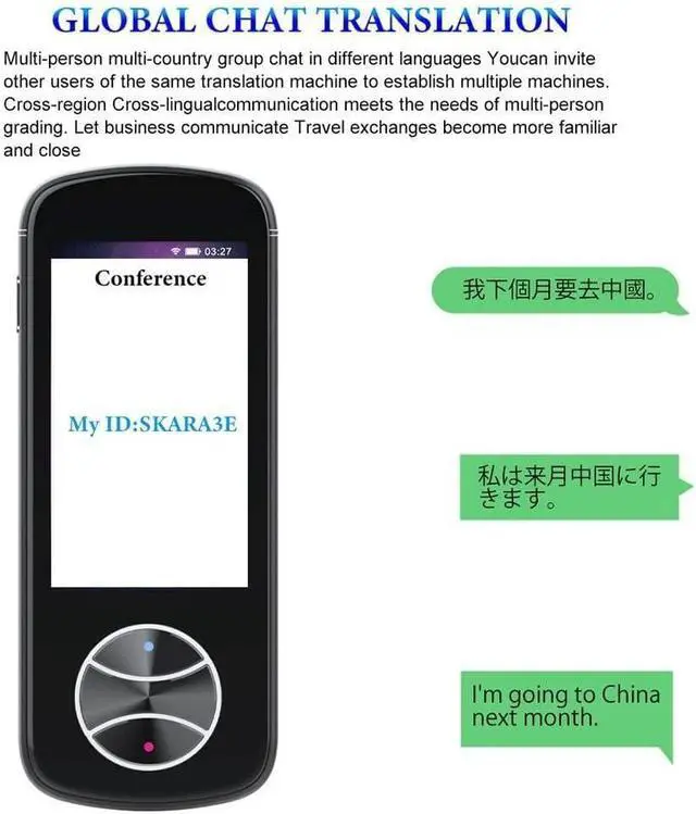 Alt view image 6 of 7 - V10 Intelligent Voice Translator with 3 HD Screen, Real-Time Translation in 138 Languages, 74 Languages Photo Translation, Offline Support for 18 Portable AI