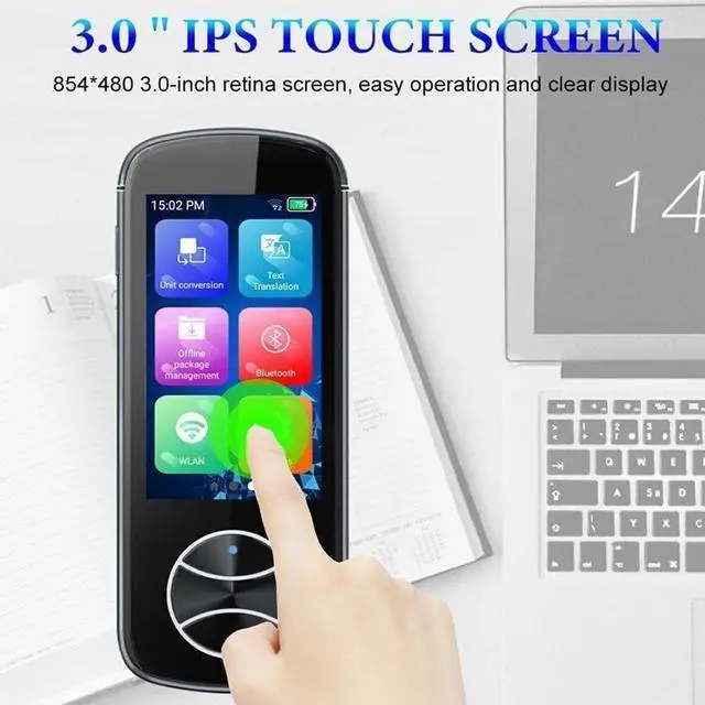 Alt view image 7 of 7 - V10 Intelligent Voice Translator with 3 HD Screen, Real-Time Translation in 138 Languages, 74 Languages Photo Translation, Offline Support for 18 Portable AI